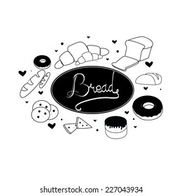 silhouette bread vector black and white