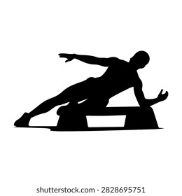 Silhouette of a breakdancer in a dynamic pose on stage, showcasing agility and dance skills in a captivating performance scene.