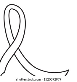 silhouette of breast cancer ribbon on white background