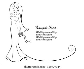 Silhouette of bride, background, wedding invitation, the vector