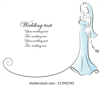 Silhouette of bride, background, wedding invitation, the vector