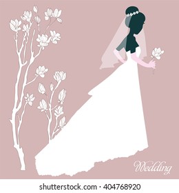 Silhouette Bride With Flowers