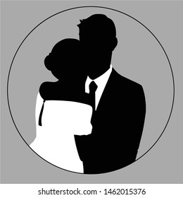 silhouette of bride and groom