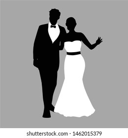 silhouette of bride and groom
