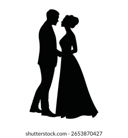 silhouette of bride and groom