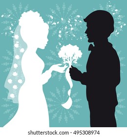 Silhouette of Bride and Groom