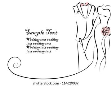 Silhouette of bride and groom, background, wedding invitation, the vector