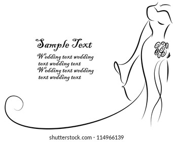 Silhouette of bride and groom, background, wedding invitation, the vector