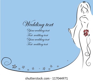 Silhouette of bride and groom, background, wedding invitation, the vector