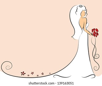 Silhouette of bride and groom, background, wedding invitation, the vector