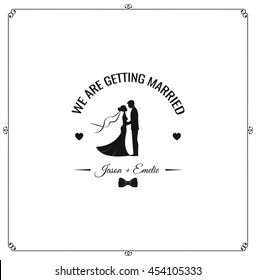 Silhouette of bride and groom, background, wedding invitation,  vector