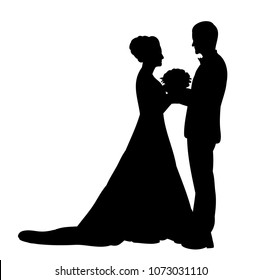 silhouette of the bride and groom, wedding