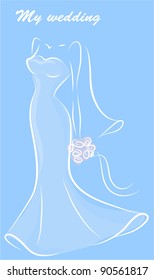 Silhouette of a bride in a wedding dress, background, wedding invitation, the vector