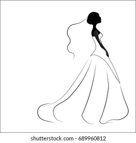 Silhouette of the bride, for wedding invitation