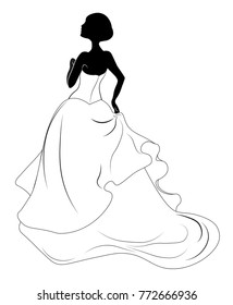 Silhouette of the bride, for wedding invitation