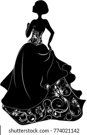Silhouette of the bride, for wedding invitation