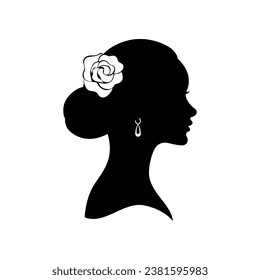 Silhouette der Brautfläche einzeln auf weißem Hintergrund