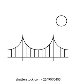 Silhouette bridge icon, urban architecture design, travel line construction symbol vector illustration .