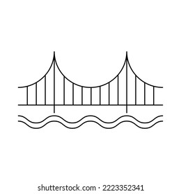 Silhouette bridge icon, urban architecture design, travel line construction symbol vector illustration .
