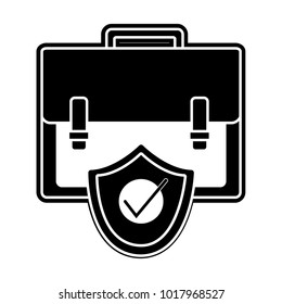 silhouette briefcase business object with security shield