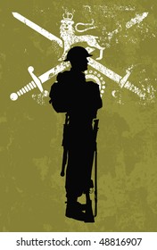 Silhouette Of A British Soldier Wearing Full Military Uniform