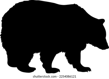 Silhouette brown bear on a white background