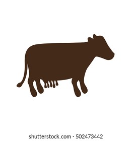 silhouette brown color with milch cow