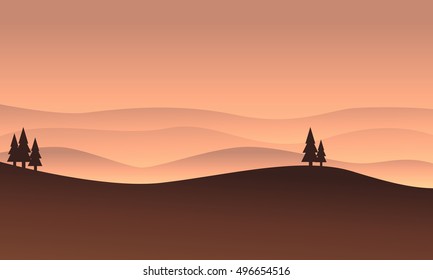 Silhouette of brown hills vector flat illustration