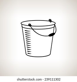 Silhouette  bucket, silhouette bucketful on a light background,  black and white  vector illustration