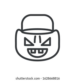 silhouette of bucket for candies of halloween on white background vector illustration design