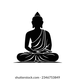 Silhouette Buddah statue, vector illustration isolated on white