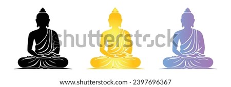 Silhouette of buddha, gradient of buddha, meditating buddha statue, vector illustration isolated on white background Stock photo © 