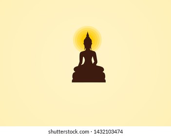 Silhouette buddha  with light background