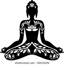 Silhouette of Buddha in lotus position