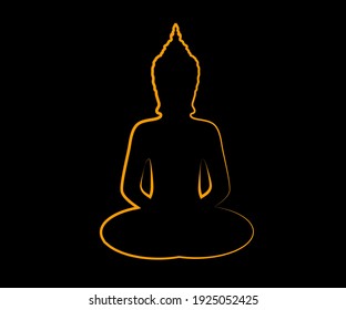 Silhouette of Buddha on a black background. Vector illustration.