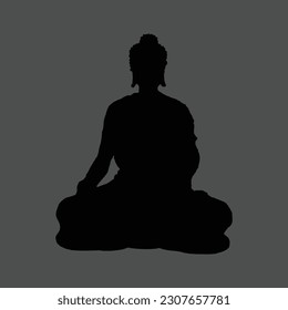 silhouette of Buddha on gray background