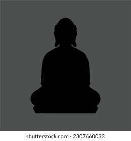silhouette of Buddha on gray background