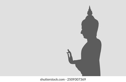 silhouette buddha, buddha shape silhouette for background, copy space