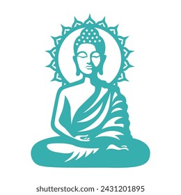 Silhouette of Buddha sitting in meditation. Buddhism symbol vector illustration. Sleeping Buddha.