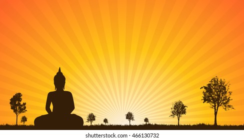 silhouette of Buddha statue