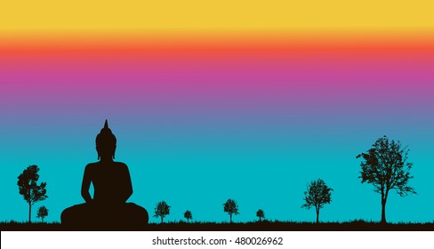 silhouette of Buddha statue
