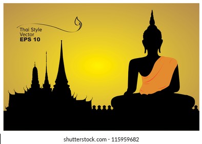 Silhouette of a Buddha. vector