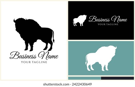 silhouette buffalo bull bison logo