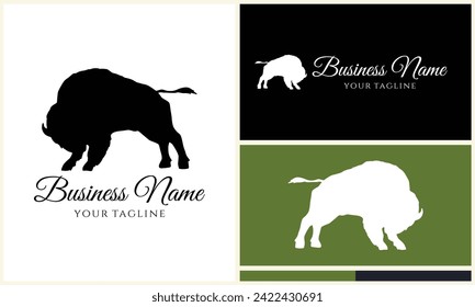 silhouette buffalo bull bison logo