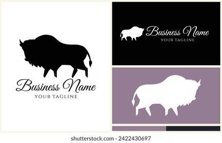 silhouette buffalo bull bison logo