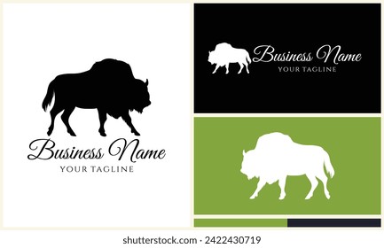 silhouette buffalo bull bison logo