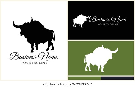 silhouette buffalo bull bison logo