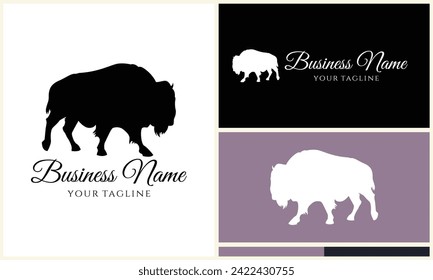 silhouette buffalo bull bison logo