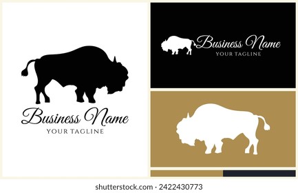 silhouette buffalo bull bison logo