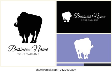 silhouette buffalo bull bison logo